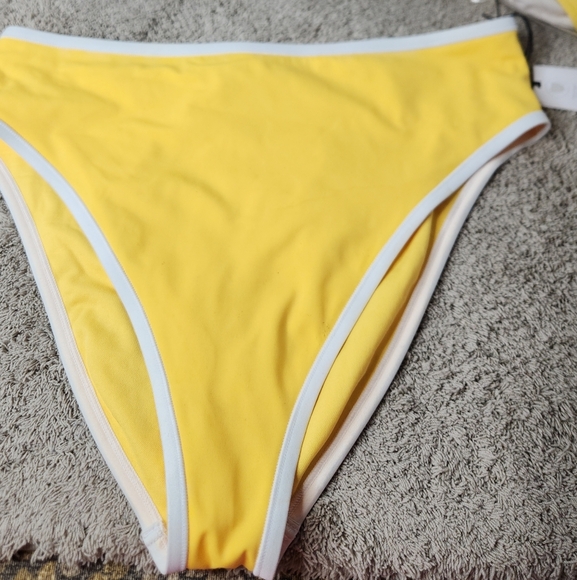 Women's High Waist High Leg Cheeky Contrast Band Bikini Bottom Shade & Shore L - Picture 3 of 10
